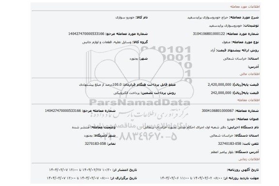 مزایده، خودروسواری پرایدسفید