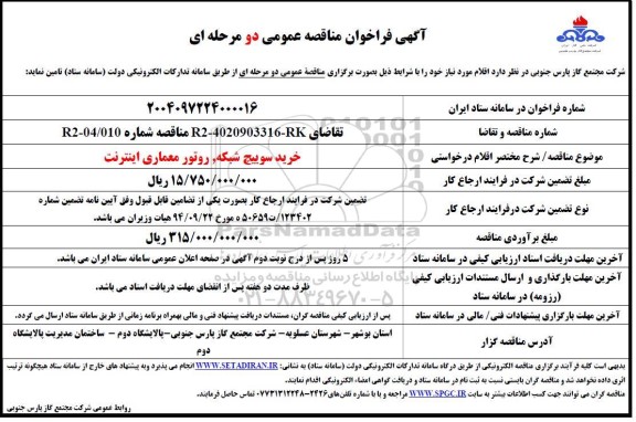 مناقصه خرید سوییچ شبکه، روتور معماری اینترنت