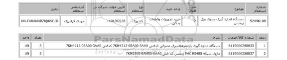 استعلام دستگاه اندازه گیری مصرف برق زیمنس