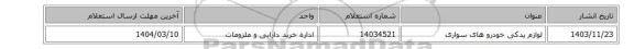 لوازم یدکی خودرو های سواری