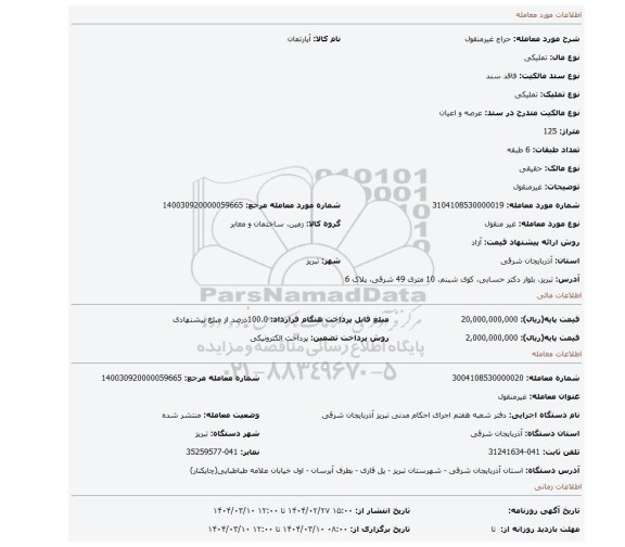 مزایده، غیرمنقول