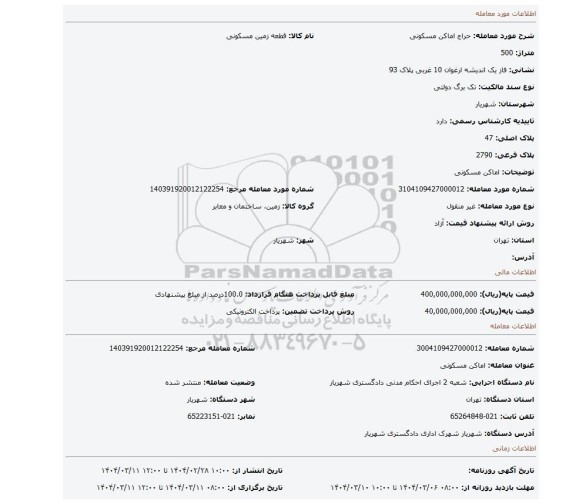 مزایده، اماکن مسکونی