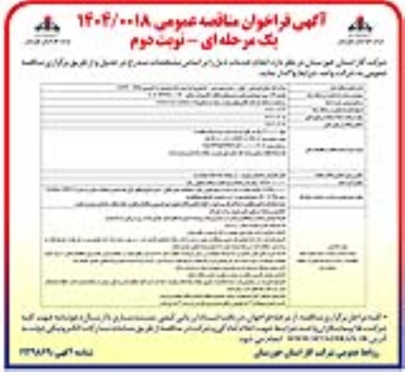 فراخوان مناقصه پروژه بهسازی و پایش سیستم های حفاظت کاتدی فاز شمالی - تجدید- نوبت دوم