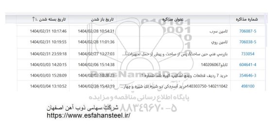 استعلام تامین سرب و....