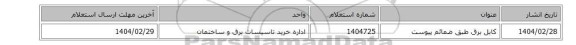کابل برق طبق ضمائم پیوست