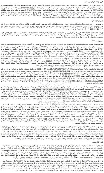 مزایده شش دانگ یکدستگاه آپارتمان