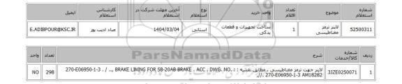استعلام لاینر ترمز مغناطیسی