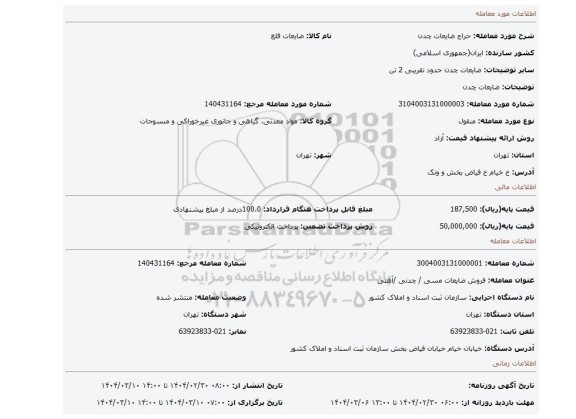 مزایده، ضایعات چدن