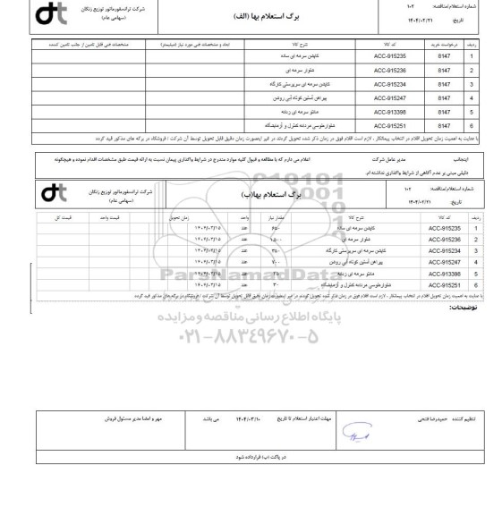 استعلام، مناقصه کاپشن سرمه ای ساده...