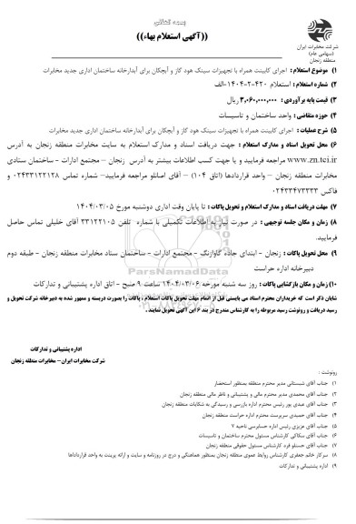 استعلام اجرای کابینت همراه با تجهیزات سینک هود گاز و آبچکان