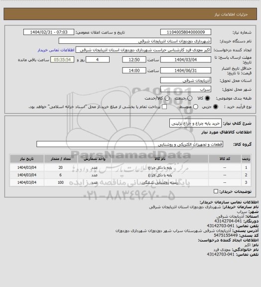 استعلام خرید پایه چراغ و چراغ تزئینی