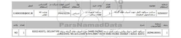 استعلام ساخت سیکلون کامل جهت آسیاب های گندله سازی/تحویل اضطراری