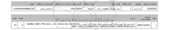 استعلام بارل پمپ