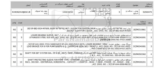 استعلام بوش ، شافت و اسلیو