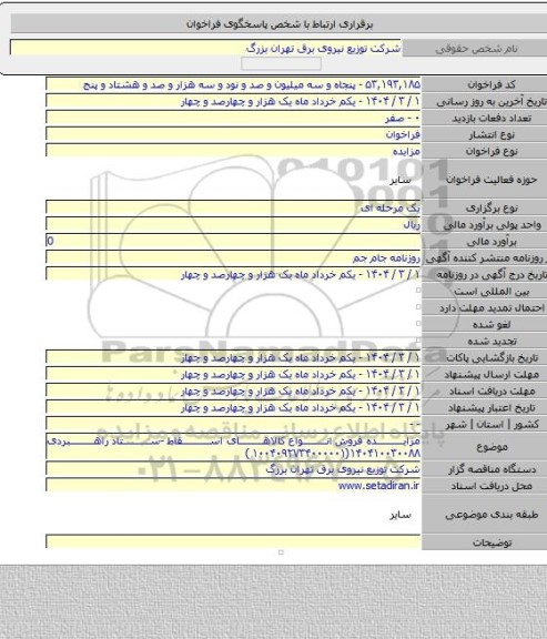 مزایده, مزایده فروش انواع کالاهای اسقاط -ستاد راهبردی ۱۴۰۴۱۰۰۳۰۰۸۸(۱۰۰۴۰۹۲۷۳۴۰۰۰۰۰۱ )