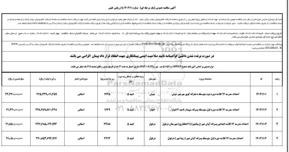 مناقصه احداث مدرسه 12 کلاسه دوره متوسطه دخترانه کوی مهر شهر شوش و...