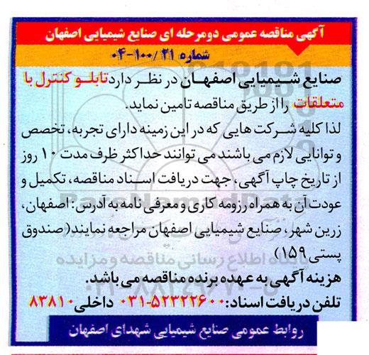مناقصه  تابلو کنترل با متعلقات 