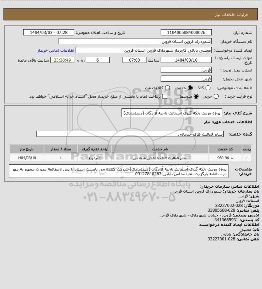 استعلام پروژه مرمت ولکه گیری آسفالت ناحیه آزادگان (دستمزدی)