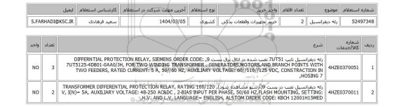 استعلام رله دیفرانسیل