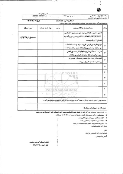 استعلام اجرای حفاری و کابلکشی طرحهای فیبر نوری