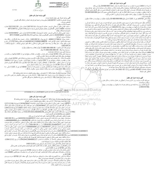 مزایده فروش یک قطعه واحد تجاری پلاک ثبتی 56785 فرعی