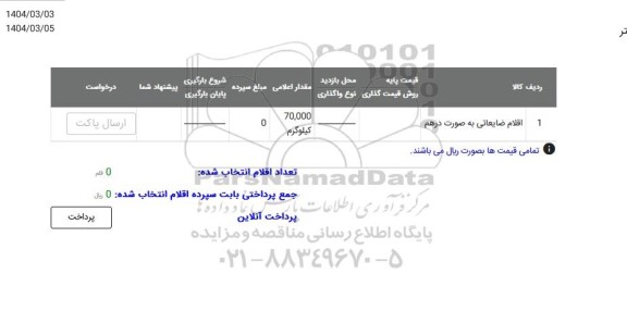 مزایده اقلام ضایعاتی به صورت درهم 