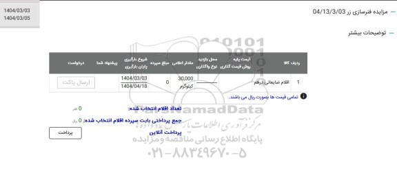 مزایده انواع اقلام ضایعاتی درهم