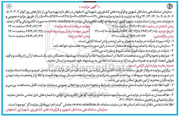 مزایده بهره برداری از بازارهای روز کوثر