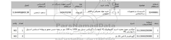 استعلام تاسیسات و تجهیزات ساختمانی