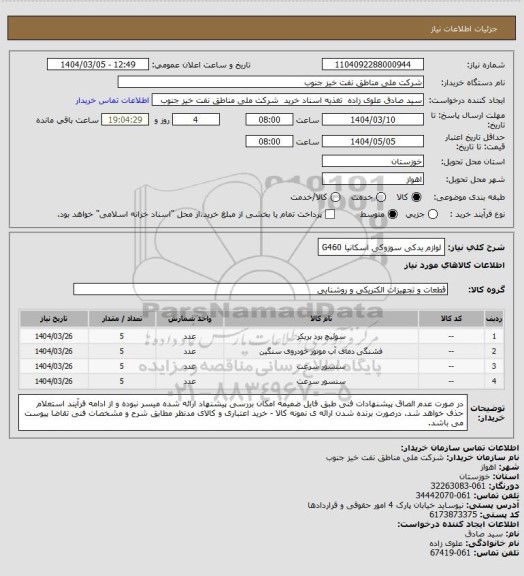 استعلام لوازم یدکی سوزوکی اسکانیا G460