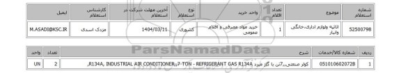 استعلام اثاثیه ولوازم اداری،خانگی وانبار
