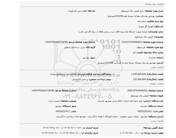 مزایده، فروش مال غیرمنقول