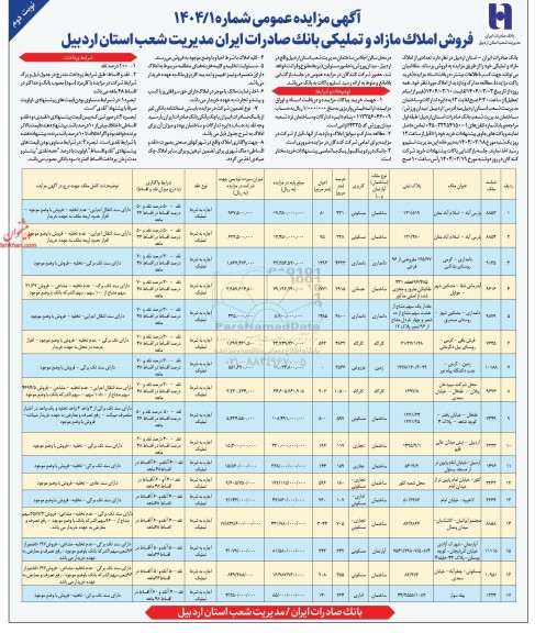 مزایده فروش املاک مازاد و تملیکی - نوبت دوم