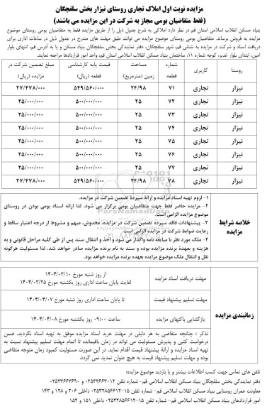 مزایده فروش 8 ملک تجاری
