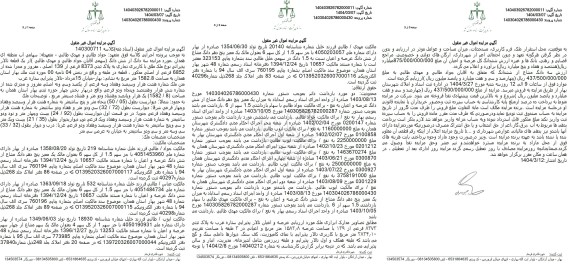 مزایده فروش سه دانگ از یک قطعه تالار پذیرایی با پلاک ثبتی 8373 فرعی از 139 اصلی به مساحت 1582.8