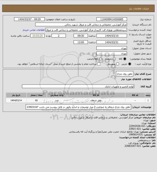 استعلام طلق روی چراغ