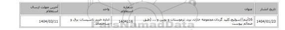 16آیتم//سوئیچ،کلید گردان،مجموعه خازن، برد، ترموستات و بوبین و ... (طبق ضمائم پیوست