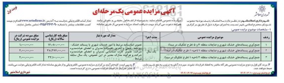 مزایده عمومی جمع آوری پسماندهای خشک شهری و ضایعات منطقه 4 و 5...