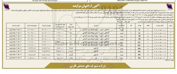 مزایده واگذاری تعدادی قطعه زمین خدماتی و کارگاهی