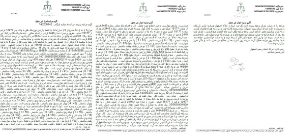 مزایده: ششدانگ یک قطعه آپارتمان به پلاک ثبتی 12977 فرعی از 15177 اصلی