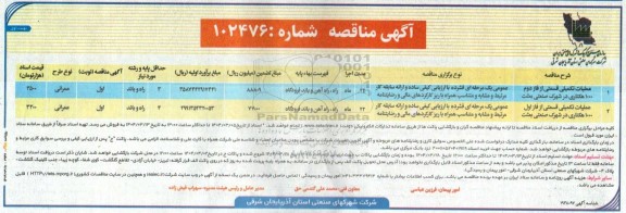 مناقصه عملیات تکمیلی قسمتی از فاز دوم 1000 هکتاری ...