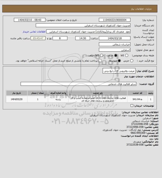 استعلام مرمت ولایروبی قنات تیغ برنی