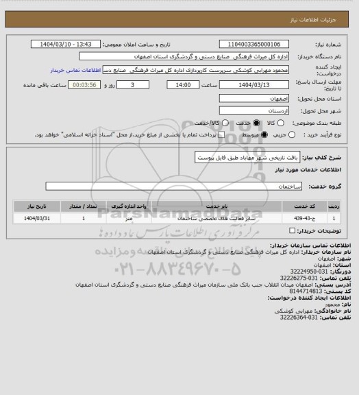 استعلام بافت تاریخی شهر مهاباد طبق فایل پیوست