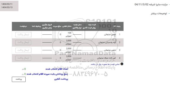 مزایده استیل ضایعاتی ...