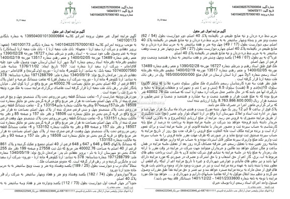 مزایده یک قطعه زمین مزروعی تحت پلاک 647 فرعی مجزی شده از پلاک 40 اصلی