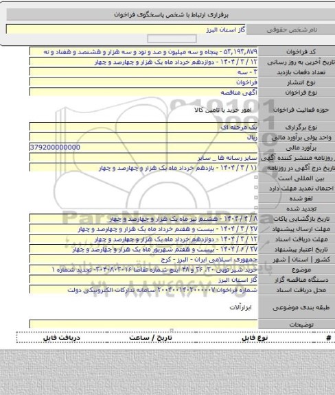 مناقصه, خرید شیر توپی ۲۰، ۳۶ و ۴۸ اینچ شماره تقاضا ۳۰۴۰۸۰۳۰۱۶- تجدید شماره ۱