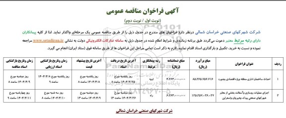 مناقصه احداث ساختمان اداری و...