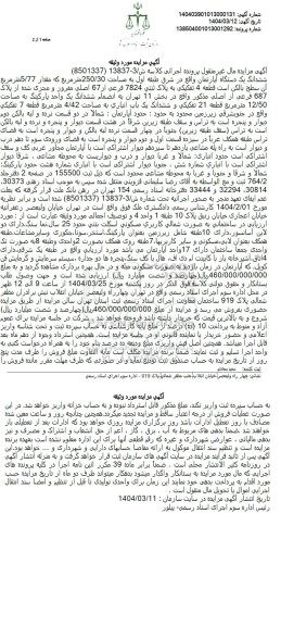 مزایده فروش شش دانگ یک قطعه اپارتمان مسکونی به پلاک ثبتی 9063 فرعی از 1 اصلی 