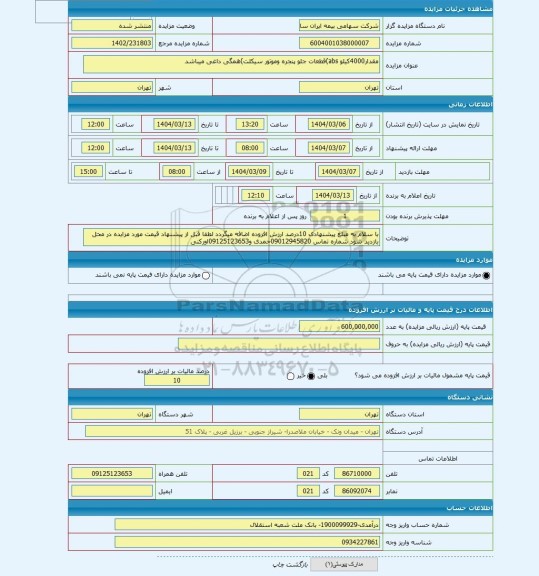 مزایده ، مقدار4000کیلو abs)قطعات جلو پنجره وموتور سیکلت)همگی داغی میباشد