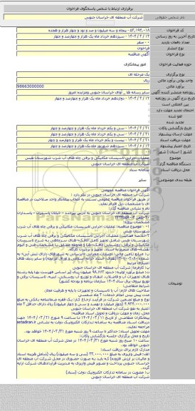 مناقصه, عملیات اجرایی تاسیسات مکانیکی و برقی چاه های آب شرب شهرستان طبس